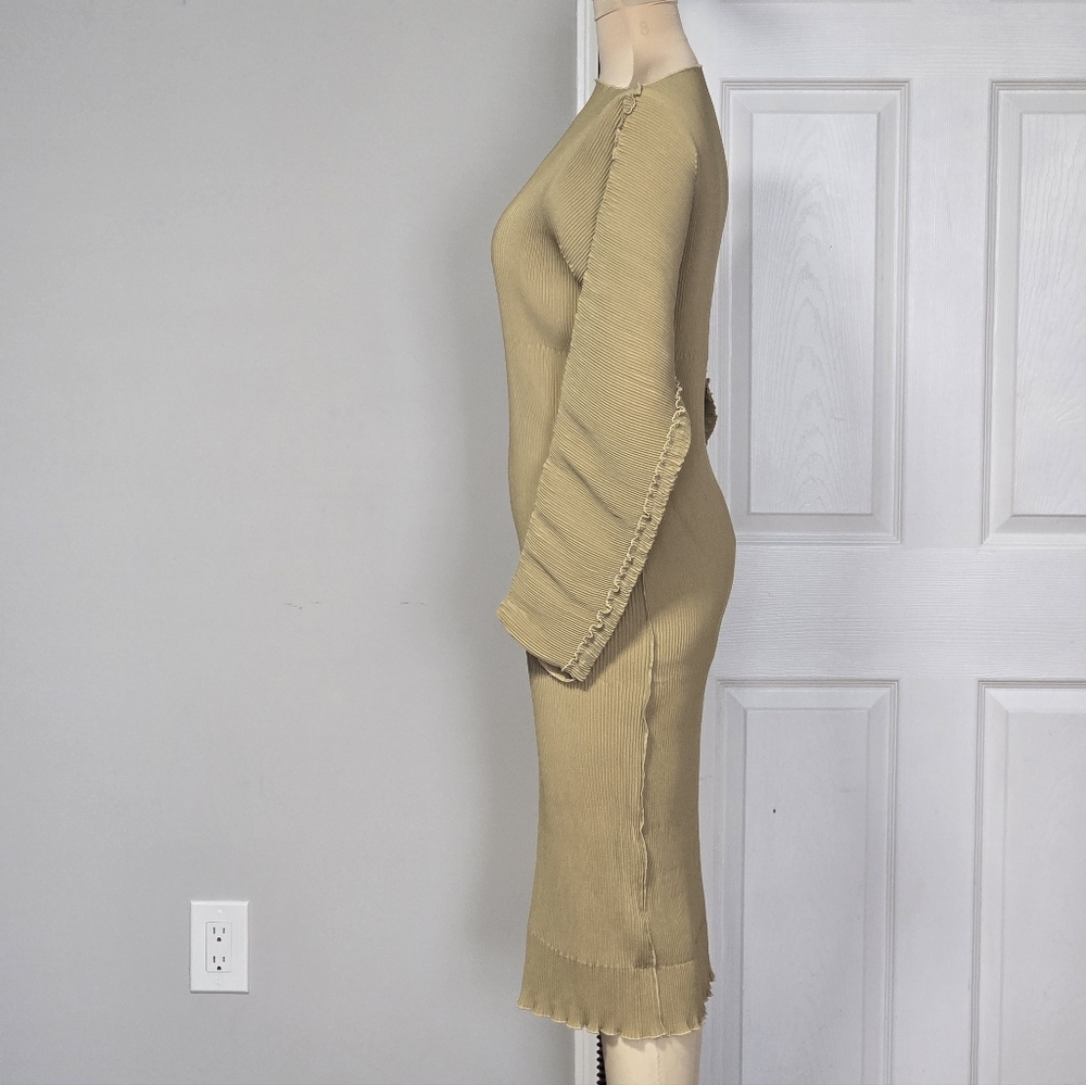 Toteme Mia Vana Ribbed Long-Sleeve Midi Dress, Size S - Picture 5 of 6